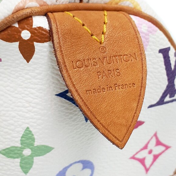 Authentic Louis Vuitton Multicolor Speedy 30 Monogram Sac Hand Bag White Gold - Picture 6 of 11